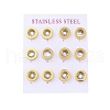 304 Stainless Steel Flat Round Stud Earrings EJEW-C099-23G-03-4