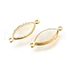 Brass Pave Natural White Shell Connector Charms KK-E794-01G-10-2