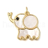 Rack Plating Brass Pave Natural Shell Pendants ZIRC-F142-07G-1