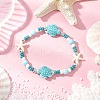 3Pcs Synthetic Turquoise & Porcelain & Dyed Natural Howlite Beads Stretch Bracelets for Women BJEW-JB11793-4