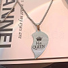 2Pcs Heart with Word King Queen Alloy Split Pendant 201 Stainless Steel Box Chain Necklaces for Couple FS-WG4F8D3-01-4