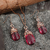 Teardrop Alloy Glass Pendant Necklaces & Dangle Earrings Sets FS-WGF6564-01-2