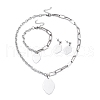 Non-Tarnish 304 Stainless Steel Paperclip Chains & Cable Chain Jewelry Sets SJEW-K153-01P-1