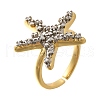 Brass Micro Pave Clear Cubic Zirconia Cuff Rings RJEW-U035-07GP-4