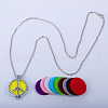 Fashionable Alloy Airplane-shaped Peace Sign Diffuser Locket Pendant Necklaces with Colorful Aromatherapy Tablets Inside GB0331-3