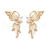 Brass Pave Clear Cubic Zirconia Butterfly Stud Earring Findings KK-N232-450G-1