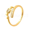 Heart 925 Sterling Silver Cubic Zirconia Cuff Rings for Women RJEW-S631-03G-4
