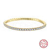 925 Sterling Silver Pave Cubic Zirconia Sqaure Link Chain Bracelets BJEW-A037-10G-2