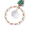 Christmas Wire Wrapped Glass Beads Ring Hanging Ornaments HJEW-TA00202-4