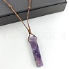 Natural Amethyst Rectangle Pendant Necklaces FS-WGC5719-01-1