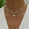 Gemstone and Shell Beaded Pendant Necklace FS-WG08D0F-02-1