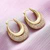 Brass Clear Cubic Zirconia Hoop Earrings EJEW-R025-36G-1