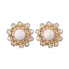 Flower Glass Seed Beaded with Natural Mashan Jade Stud Earrings for Women EJEW-MZ00208-02-3