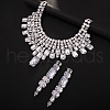 Rectangle & Flat Round Alloy with Crystal Rhinestone Pendant Necklace & Stud Earring FS-WGA507D-01-3