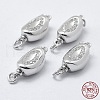 Anti-Tarnish Rhodium Plated 925 Sterling Silver Cubic Zirconia Box Clasps STER-F037-062P-4