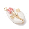 Natural Cowrie Shell Copper Wire Wrapped Pendants PALLOY-JF03834-4
