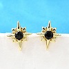 Star Brass Micro Pave Cubic Zirconia Stud Earrings EJEW-G433-01G-01-2