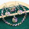 Flower Brass Pave Cubic Zirconia Pendant Necklaces & Earring & Ring & Link Bracelets Sets for Women FS-WG38B31-01-1