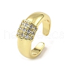Rack Plating Brass Micro Pave Cubic Zirconia Open Cuff Ring RJEW-H218-02G-1