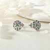 Brass Micro Pave Colorful Cubic Zirconia Stud Earrings FS-WG11250-01-2