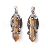 Natural Tiger Eye Pointed Pendants G-C051-01J-2