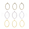 Matte Style Rack Plating Alloy Oval Open Back Bezel Pendants PALLOY-CJ0001-22-FF-1