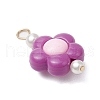 Two Tone Opaque Acrylic Beads with 304 Stainless Steel Flat Head Pins Pendants PALLOY-JF03483-01-4