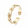 304 Stainless Steel Twist Wrap Open Cuff Ring for Women RJEW-T023-07G-3