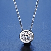 Anti-Tarnish Rhodium Plated 925 Sterling Silver Pave Crystal Moissanite Rhinestone Flat Round Multi-Strand Links STER-U003-05P-2