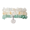 3Pcs 3 Styles Natural White Moonstone & Citrine & Green Aventurine Chips Stretch Bracelets Sets BJEW-JB11076-04-1