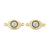 Rack Plating Brass Micro Pave Blue & Clear Cubic Zirconia Connector Charms KK-D087-02G-2