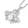 Rack Plating Brass Clear Cubic Zirconia Bee Pendant Box Chain Necklaces NJEW-P317-05P-1