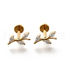 F136 Titanium Micro Pave Clear Cubic Zirconia Leaf Labrets AJEW-D302-02G-1