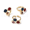 Natural Amethyst/Dyed Jade/Sodalite/Korean Jade/Rose Quartz/Agate Germ Cuff Rings RJEW-M076-05G-3