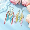 Nuggets Glass Seed Beaded Tassel Dangle Earrings EJEW-MZ00434-1