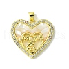 Mother's Day Real 18K Gold Plated Brass Micro Pave Clear Cubic Zirconia Pendants KK-H472-13G-04-1