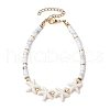 Synthetic Turquoise & Plastic Pearl Beads Link Bracelets for Women BJEW-JB11286-02-2
