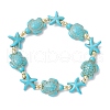 Synthetic Turquoise Beaded Stretch Bracelets for Men Women BJEW-JB11762-02-2