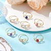 7Pcs Copper Wire Wrapped Gemstone Star Cut Round Bead Finger Rings for Women RJEW-JR00891-01-1