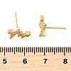Heartbeat Brass Micro Pave Clear Cubic Zirconia Stud Earrings EJEW-G433-06G-5