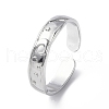 Non-Tarnish 304 Stainless Steel Crescent Moon Open Cuff Ring for Women RJEW-C046-01P-1