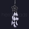 Handmade Flower Woven Net/Web with Feather Wall Hanging Decoration HJEW-A001-03B-2