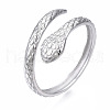 304 Stainless Steel Snake Wrap Open Cuff Ring for Women RJEW-T023-77P-3