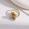 Stainless Steel Round Beads Finger Rings BC9848-3-1