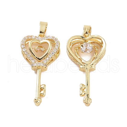 Brass Micro Pave Clear Cubic Zirconia Pendants KK-E068-VC284-1