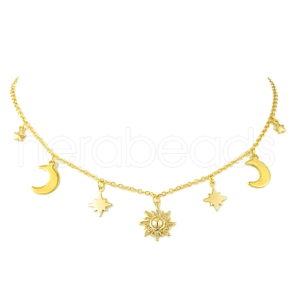Moon & Star & Sun Brass Pendant Necklaces NJEW-TA00164-1