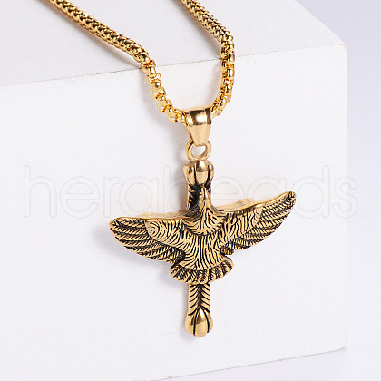 Fashion Stainless Steel Cross Animal Eagle Pendant Necklaces for Men NS1434-2-1