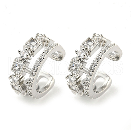 Brass Micro Pave Cubic Zirconia Cuff Earrings EJEW-C104-026P-1