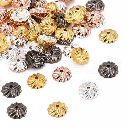 Brass Flower Bead Caps X-KK-O043-02-1