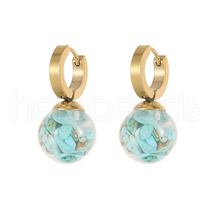 Stainless Steel with Natural Turquoise Earrings for Women GK9952-2-1